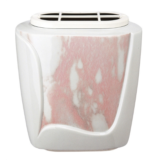 Immagine di Vaschetta portafiori per lapide - Linea Decoro rosa - Porcellana