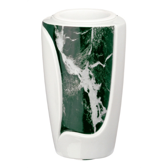 Image sur Vase à fleurs pour pierre tombale - Ligne Decor - Finition marbre vert Alpi - Porcelaine