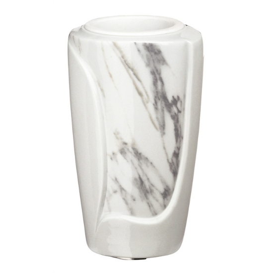 Immagine di Vaso portafiori per lapide - Linea Decoro - Finitura marmo Apuania - Porcellana