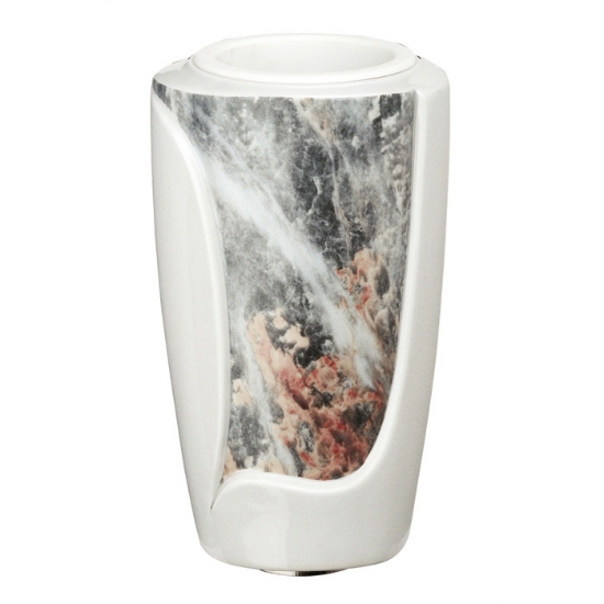 Image sur Vase à fleurs pour pierre tombale - Ligne Decor - Finition marbre Perla - Porcelaine