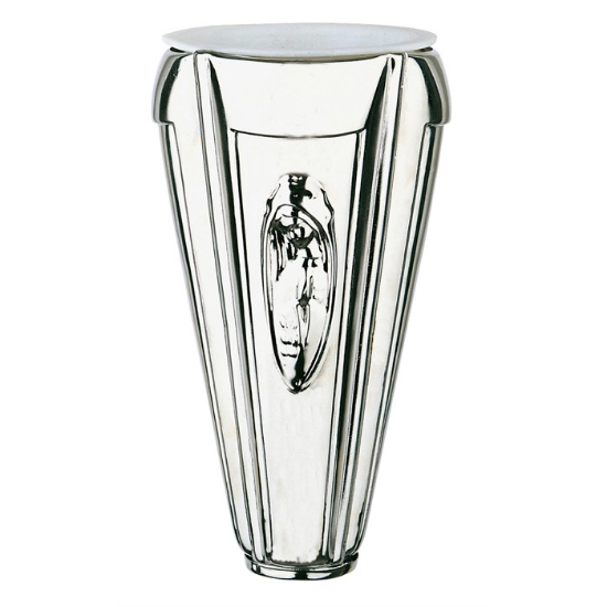 Image sur Vase à fleurs pour pierre tombale - Ligne Empire - Avec Madone en relief - Acier