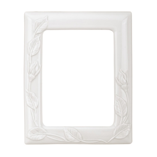 Image sur Cadre photo rectangulaire blanc décoré de roses - Porcelaine