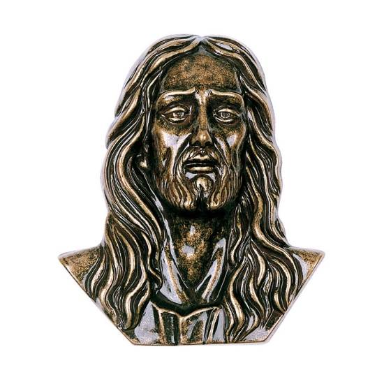 Immagine di Targa con bassorilievo in bronzo glitter per lapide - Cristo