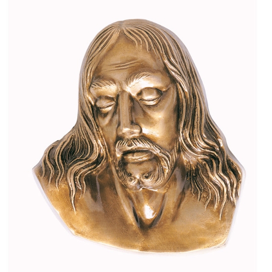 Immagine di Targa con bassorilievo in bronzo per lapide - Volto di Cristo morto (Cera persa)