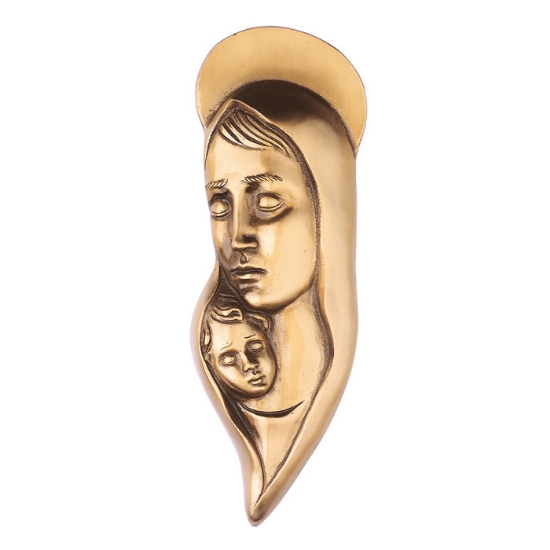 Immagine di Targa stilizzata in bronzo per lapide - Madonna con bambino