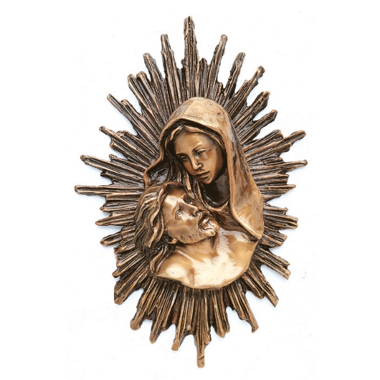 Immagine di Targa con bassorilievo in bronzo per lapide - Pietà con fasci luminosi