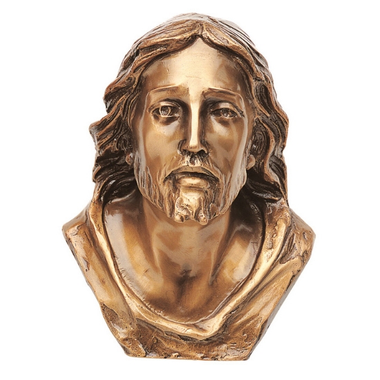 Picture of Plaque with bas-relief in bronze for tombstone - Face of Jesus Christ