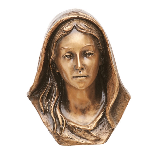Picture of Plaque with bas-relief in bronze for tombstone - Face of the Virgin Mary