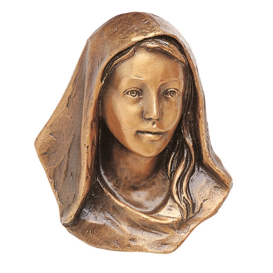 Immagine di Targa con bassorilievo in bronzo per lapide - Volto di Madonna con velo (Cera persa)