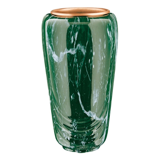 Image sur Vase à fleurs pour pierre tombale - Ligne Pelike - Bronze - Finition marbre Vert Guatemala