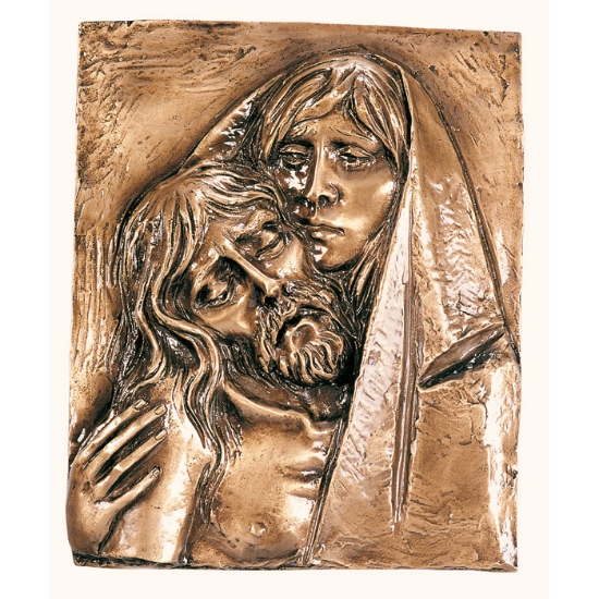 Picture of Plaque with bas-relief in bronze for tombstone - Representation of the Pietà (cm 45x36)
