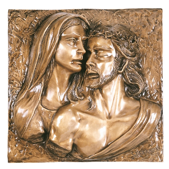 Immagine di Targa con bassorilievo in bronzo per lapide - Rappresentazione della Pietà (cm 60x60)