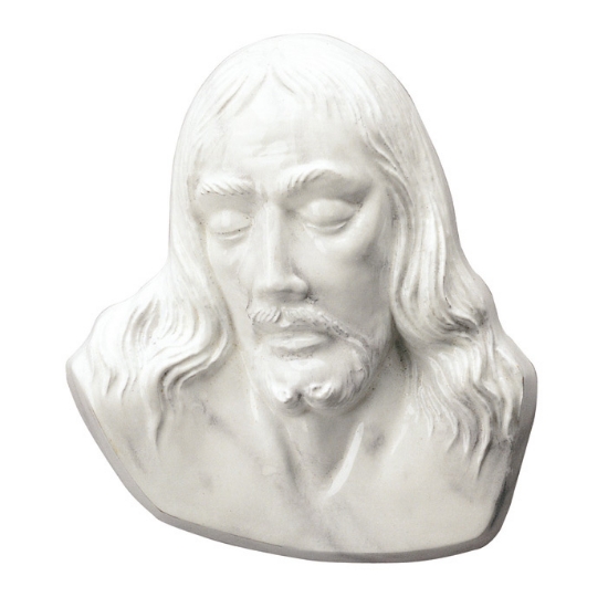 Immagine di Targa con bassorilievo in bronzo per lapide - Cristo - Finitura marmo Carrara