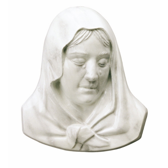 Picture of Plaque with bas-relief in bronze for tombstone - Madonna - Carrara marble finish