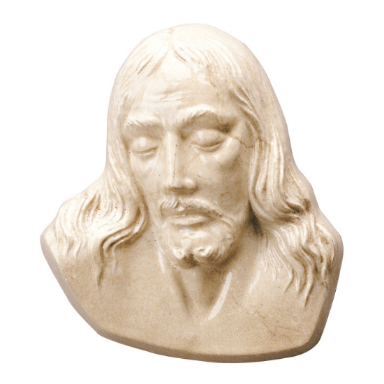 Immagine di Targa con bassorilievo in bronzo per lapide - Cristo - Finitura marmo Botticino