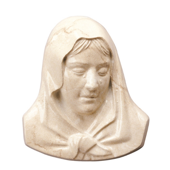 Picture of Plaque with bas-relief in bronze for tombstone - Madonna - Botticino marble finish