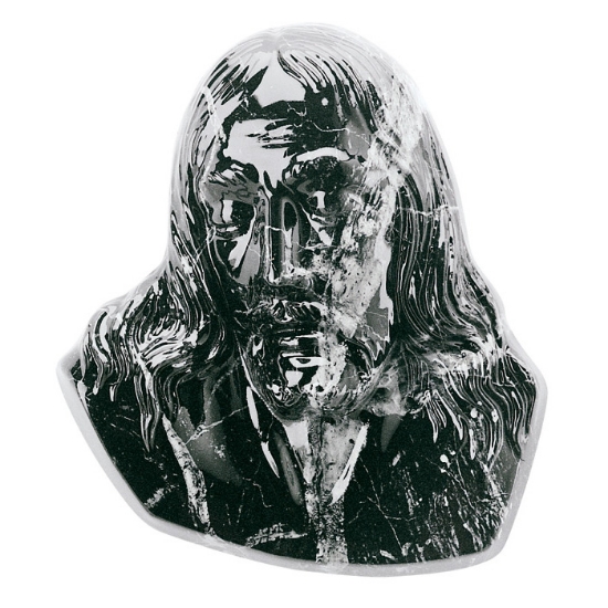 Image sur Plaque avec bas-relief en bronze pour pierre tombale - Christ - Finition marbre Marquinia noir