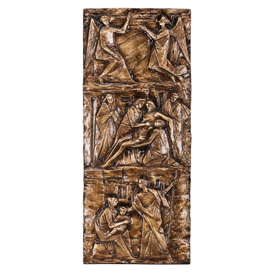 Image sur Plaque avec bas-relief en bronze pour chapelle de cimetière - Triptyque (Relief)