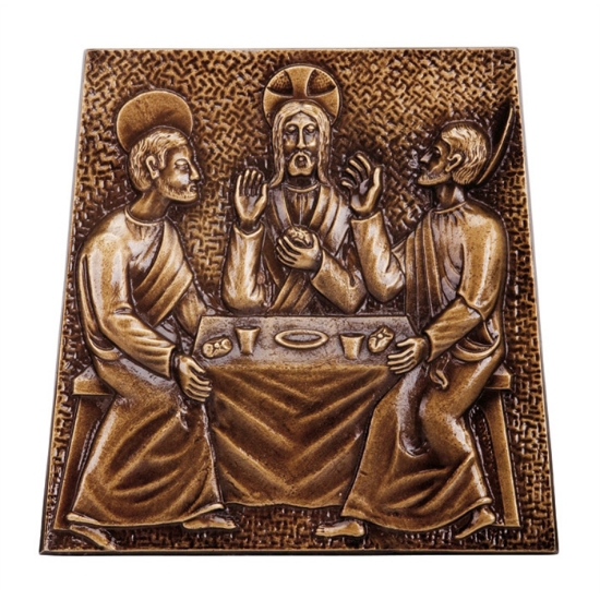 Immagine di Targa con bassorilievo in bronzo per cappella cimiteriale - Cenacolo (particolare)