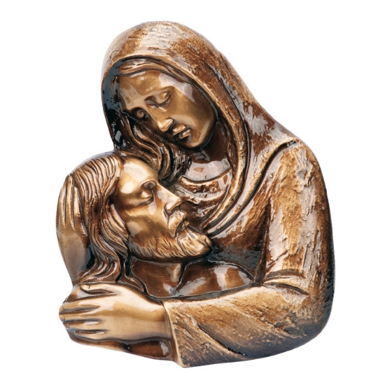 Imagen de Placa de bronce para lápidas con bajorrelieve para capilla del cementerio - Virgen y Cristo