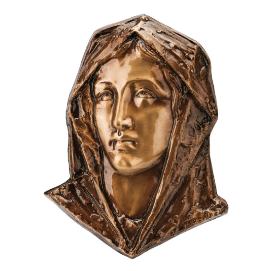 Immagine di Targa con bassorilievo in bronzo per cappella cimiteriale - Volto della Vergine Maria Santissima