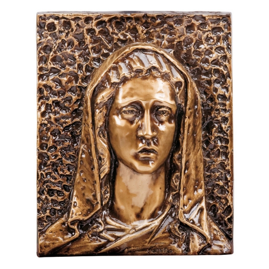 Immagine di Targa con bassorilievo in bronzo per cappella cimiteriale - Santissima Vergine Maria
