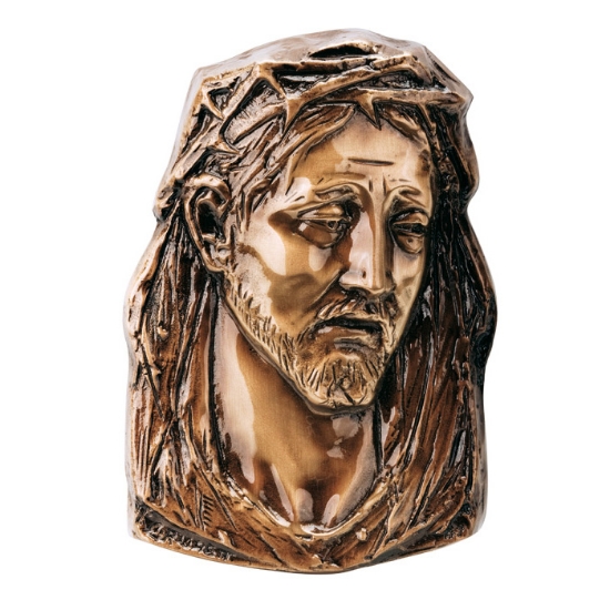 Picture of Plaque with bas-relief in bronze for cemetery chapel - Jesus of Nazareth crowned with thorns