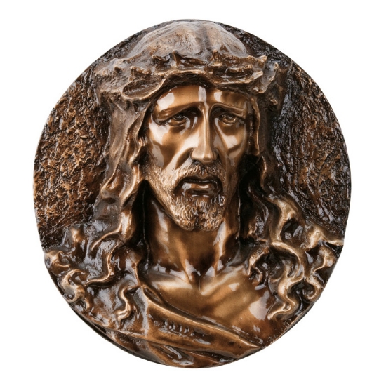 Imagen de Placa de bronce para lápidas con bajorrelieve para capilla del cementerio - Cristo coronado de espinas