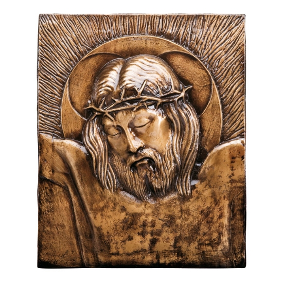 Imagen de Placa con bajorrelieve en bronce para capilla del cementerio - Jesucristo Crucificado