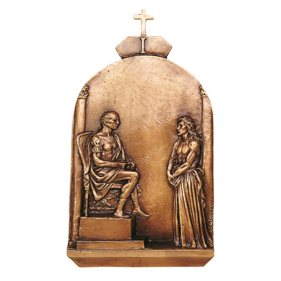 Picture of Plaque with bas-relief in bronze for tombstone - Via Crucis, I Station