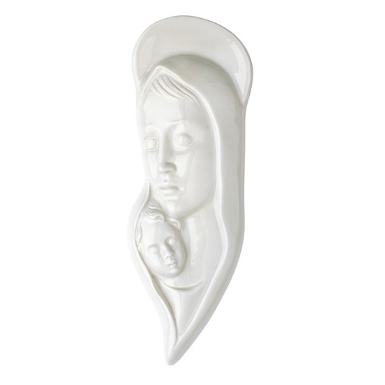 Picture of Plaque with bas-relief in porcelain for tombstone - Madonna with child