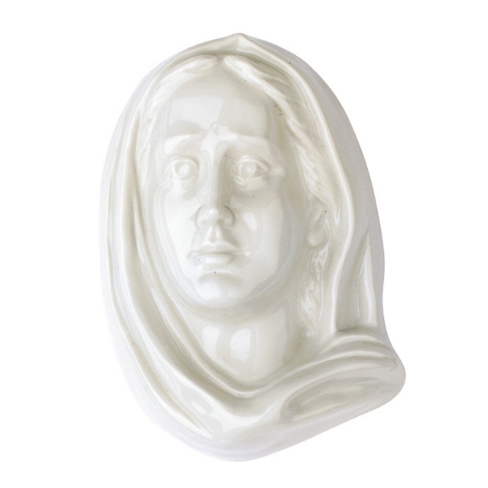 Immagine di Targa con bassorilievo in porcellana per lapide - Madonna con velo