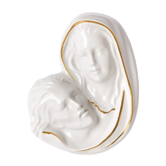 Imagen de Placa con bajorrelieve en porcelana para lápida - Piedad Vaticana con contornos dorados