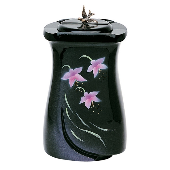 Picture of Urna para cinzas ceramismalt preta com decoração