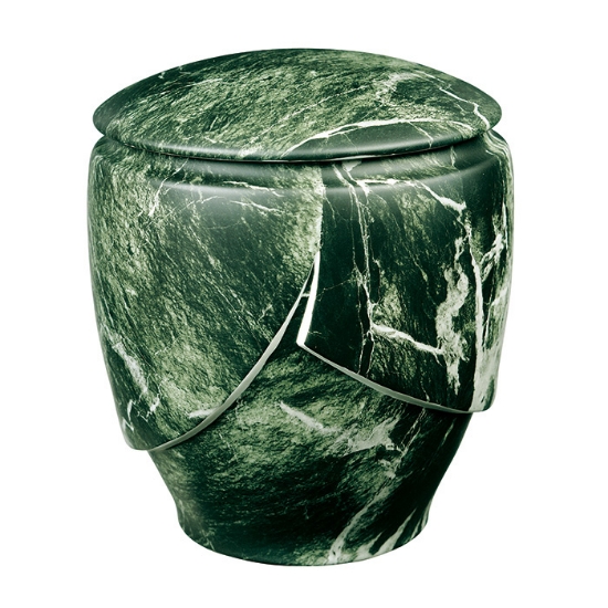 Imagen de Urna para cenizas de cremación grande - Porcelánico acabado mármol Verde Guatemala - Línea Victoria