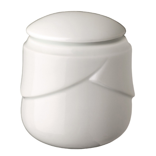 Picture of Small cinerary urn for cremation ashes - white porcelain - Victoria line