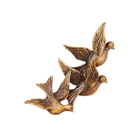 Image sur Décoration en bronze pour monuments et chapelles de cimetière - Représentation de colombes volant à droite