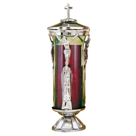 Imagen de Lámpara de vela grande para lápidas - Acero - Línea Crucifijo