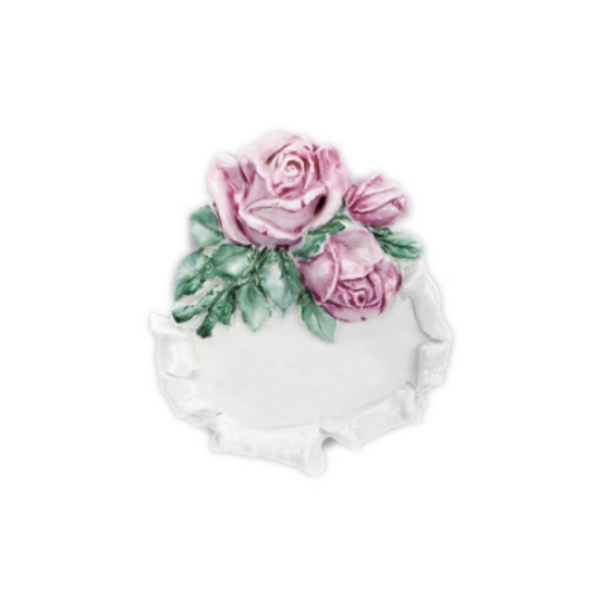 Image sur Plaque pour pierres tombales en porcelaine blanche ornée de roses colorées