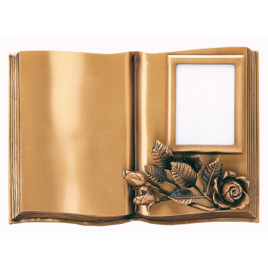 Picture of Bronze commemorative book for gravestones with frame and with engraving. Personalized dedication
