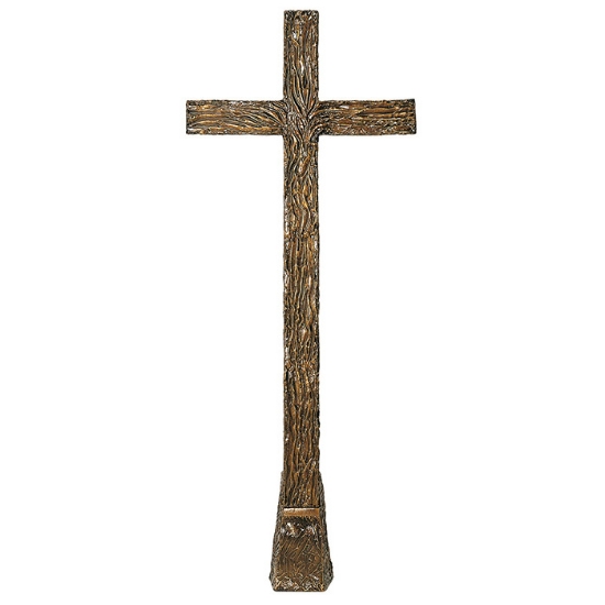 Immagine di Croce in bronzo con superficie decorata a corteccia