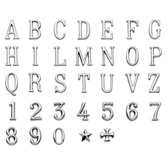 Immagine di Lettere e numeri in acciaio per lapidi - Modello Romano Stretto