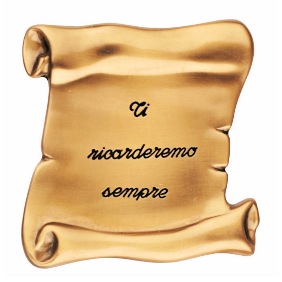 Immagine di Pergamena commemorativa verticale in bronzo per lapidi - Dedica: Ti ricorderemo sempre.