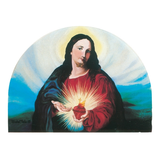 Picture of Sacred artistic stained glass window for cemetery chapels - Sacred Heart of Jesus