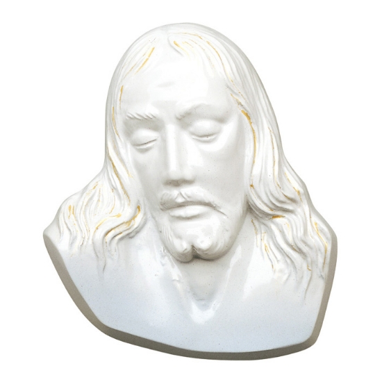 Picture of Plaque with bas-relief in bronze for tombstone - Christ - White finish
