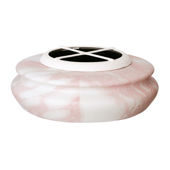 Immagine di Vaso portafiori da incasso per tombe a terra o per mensole - Linea Venere rosa - Porcellana