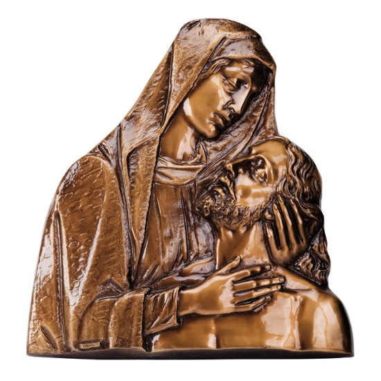 Imagen de Placa de bronce para lápidas con bajorrelieve para capilla del cementerio - Piedad de medio cuerpo (Relieve)