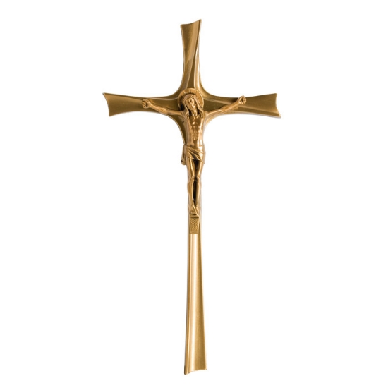 Immagine di Crocifisso in bronzo su croce stilizzata