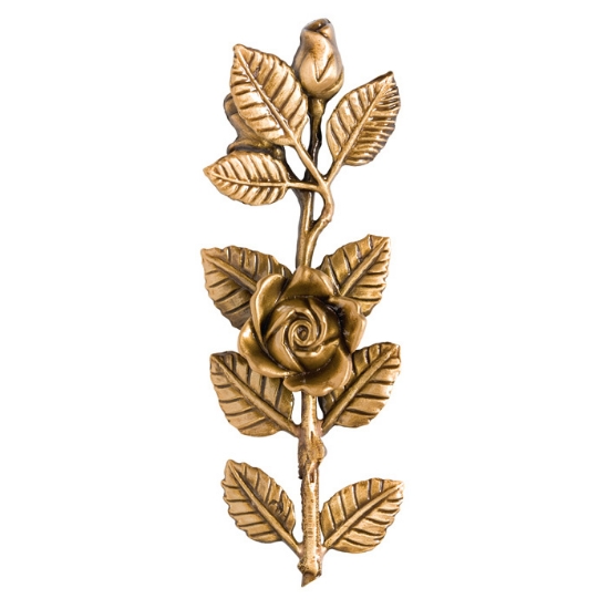 Immagine di Tralcio di rose decorativo per lapidi - Medio dritto - Bronzo lucido