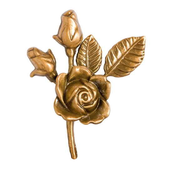 Image sur Petite branche de roses décorative avec rose et deux boutons - Bronze brillant